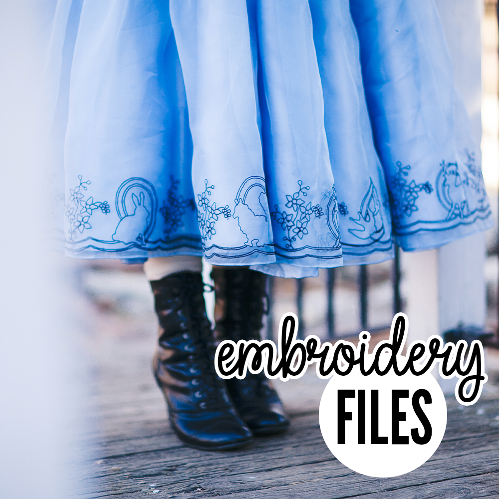 Alice Embroidery Files – for Down the Hole Blue Dress – DOWNLOAD